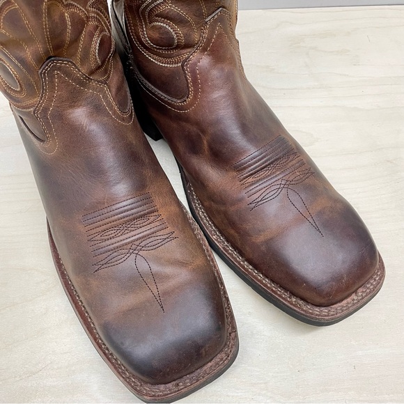 (SOLD) Rocky Boots 12” Western Brown Slip On Square Toe 13W - Picture 10 of 12